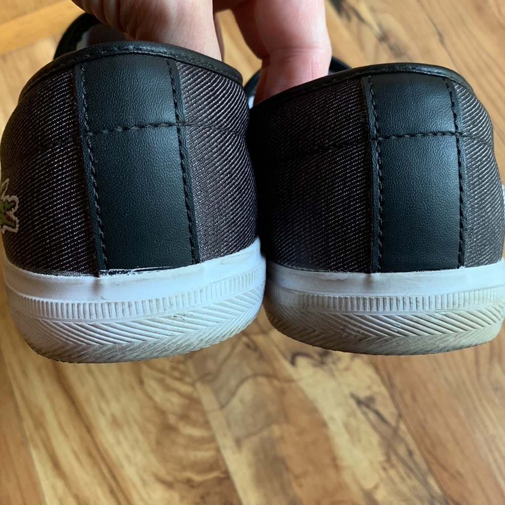Lacoste men’s size 42 EU black slip on sneakers vegan canvas shoes comfy VGUC - Picture 11 of 13